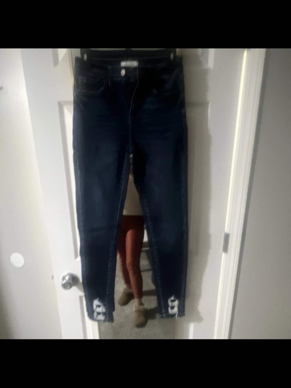KanCan Dark Blue Skinny Jeans with Ankle Cutouts